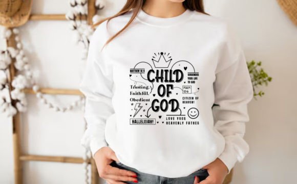 Child of God Hoodie Design SVG PNG: Graphics for Faith-Based T-Shirt Designs
