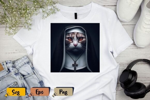 The Cat Nun Humor Cat Lover Tshirt Svg